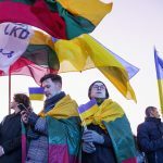 Ukrainos palaikymo akcija Vienybės aikštėje